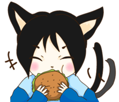 Cat girl Yu & Cat boy Black sticker #9261201