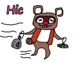 Drunken racoon dog (English) sticker #9261631