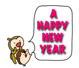 HAPPY NEW YEAR 2016 with monkey&squirrel sticker #9262787