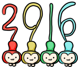 HAPPY NEW YEAR 2016 with monkey&squirrel sticker #9262788