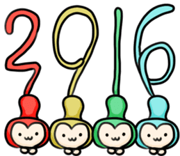 HAPPY NEW YEAR 2016 with monkey&squirrel sticker #9262788