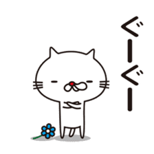 Red nose of white cat and flowers sticker #9272353
