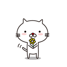 Red nose of white cat and flowers sticker #9272360