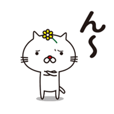 Red nose of white cat and flowers sticker #9272361