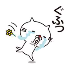 Red nose of white cat and flowers sticker #9272370