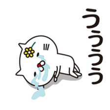 Red nose of white cat and flowers sticker #9272373