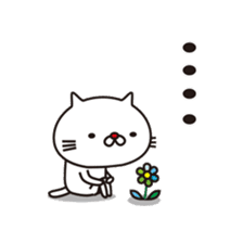 Red nose of white cat and flowers sticker #9272382