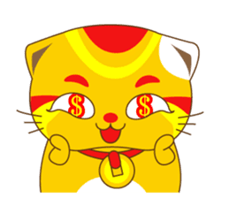 Bluecat the third words-golden cat sticker #9298843