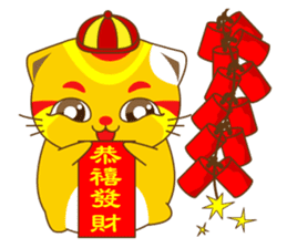 Bluecat the third words-golden cat sticker #9298846