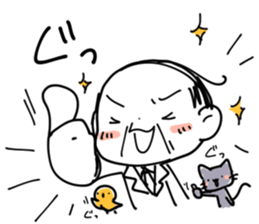 Pretty old man and Cat and Chick. sticker #9315735