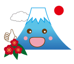 Lucky Japanese words and Mt. Fuji. sticker #9319095