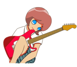Electric guitar girl sticker #9338926