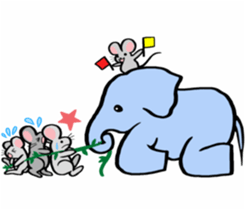 Elephant and mouse. sticker #9350407