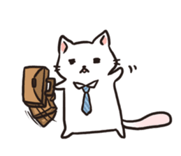 Cute white cat is Nyanko sticker #9363943