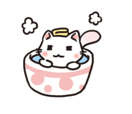 Cute white cat is Nyanko sticker #9363944