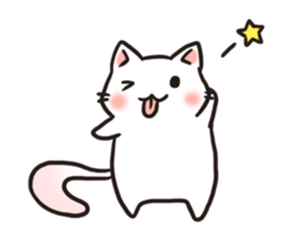 Cute white cat is Nyanko sticker #9363955