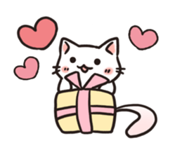 Cute white cat is Nyanko sticker #9363965