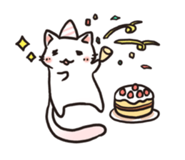 Cute white cat is Nyanko sticker #9363966