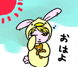 High school student rabbit and cat sticker #9373328