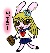 High school student rabbit and cat sticker #9373333