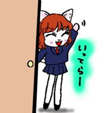 High school student rabbit and cat sticker #9373334
