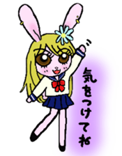 High school student rabbit and cat sticker #9373335