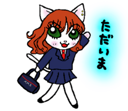 High school student rabbit and cat sticker #9373336