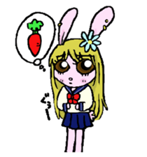 High school student rabbit and cat sticker #9373339