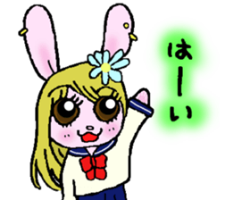 High school student rabbit and cat sticker #9373344