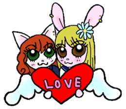 High school student rabbit and cat sticker #9373345