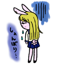 High school student rabbit and cat sticker #9373355