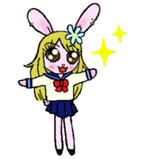 High school student rabbit and cat sticker #9373358