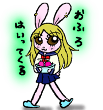 High school student rabbit and cat sticker #9373360