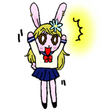 High school student rabbit and cat sticker #9373361