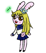 High school student rabbit and cat sticker #9373363