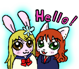 High school student rabbit and cat sticker #9373364