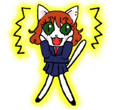 High school student rabbit and cat sticker #9373366