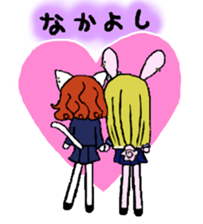 High school student rabbit and cat sticker #9373367