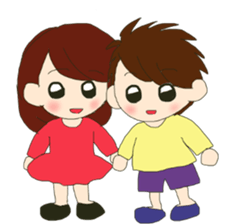 little boy and girl sticker #9377201