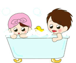 little boy and girl sticker #9377204