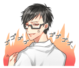 Black hair glasses men's sticker #9380611