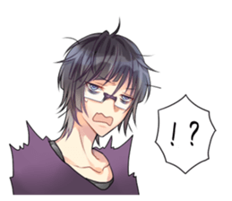 Black hair glasses men's sticker #9380630