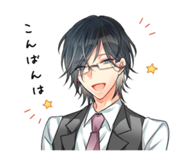 Black hair glasses men's sticker #9380636