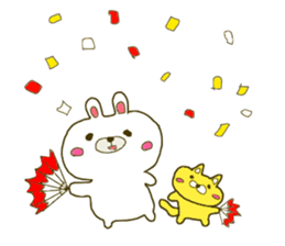 Rabbit:U-sa U-sa & Cat Friend:Mew-Mew sticker #9392319