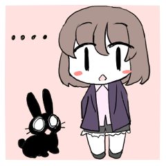 Girl and black rabbit