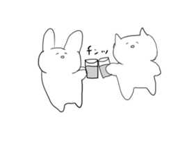 live freely rabbit and cat. sticker #9446146