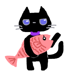 Black cat Chalta & Fish Chalre