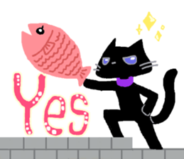 Black cat Chalta & Fish Chalre sticker #9480699