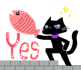 Black cat Chalta & Fish Chalre sticker #9480699