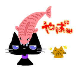 Black cat Chalta & Fish Chalre sticker #9480728